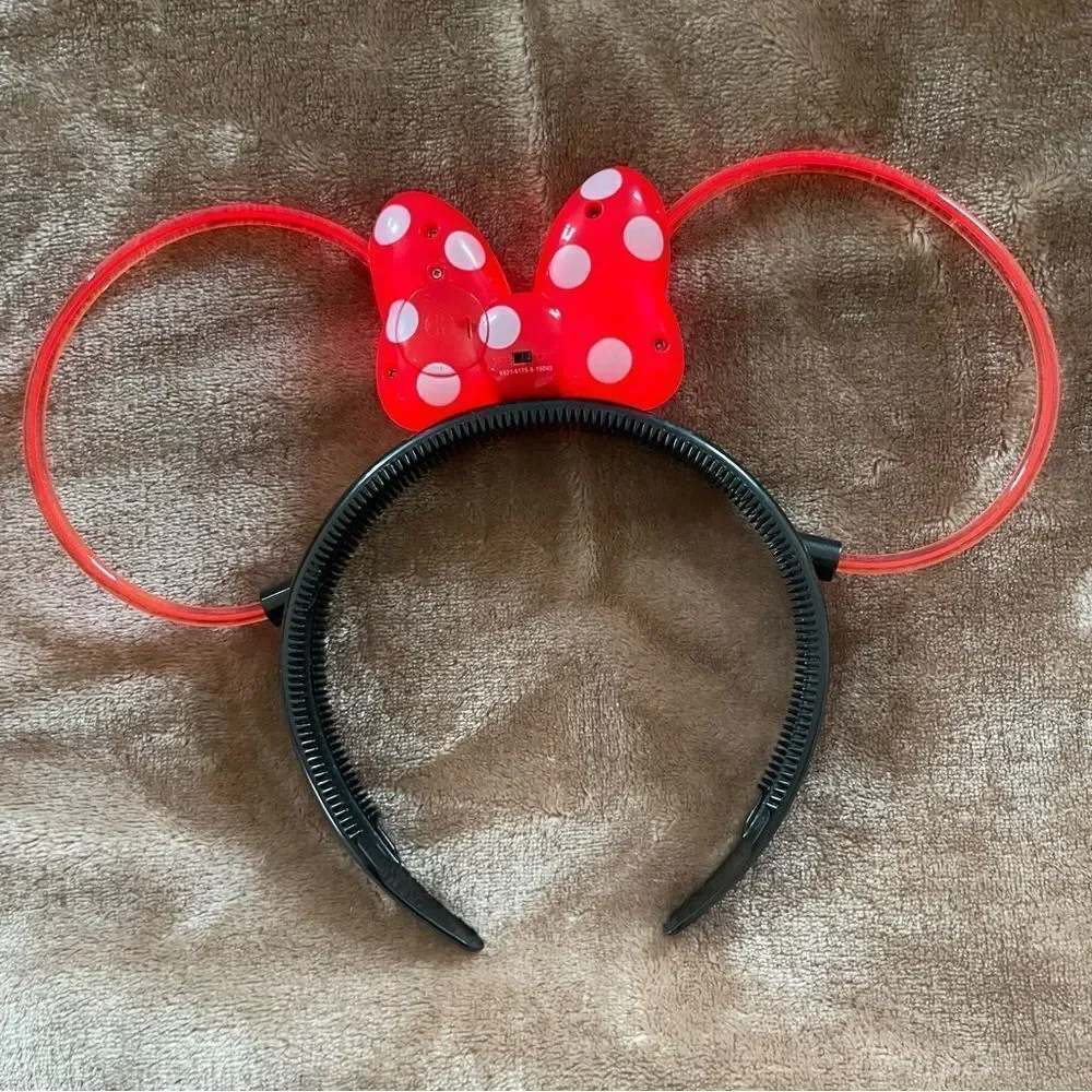 Disney Parks Minnie Mouse Red Polka Dot Bow Glow Up Headband